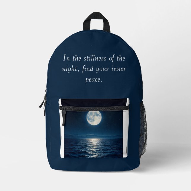 Full Moon Water Reflection Moonlight Abstract Thro Printed Backpack (Front)