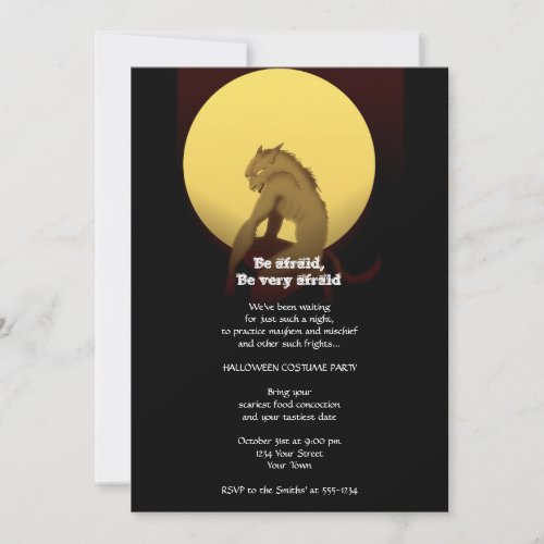Full Moon Werewolf Halloween Party Invitation