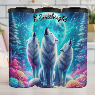 Full Moon White Wolf Thermal Tumbler