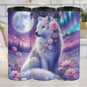Full Moon White Wolf Thermal Tumbler