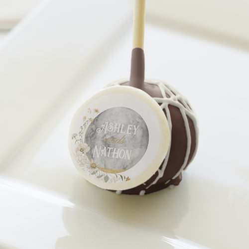 Full Moon Wildflower Gold Watercolor Wedding  Cake Pops