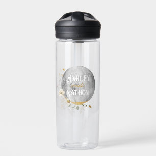 Full Moon Wildflower Gold Watercolor Wedding  Water Bottle