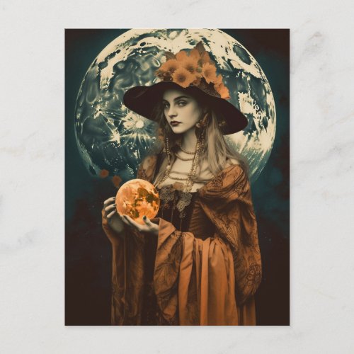 Full Moon Witch Postcard