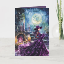 Full Moon Witching Time Halloween Card