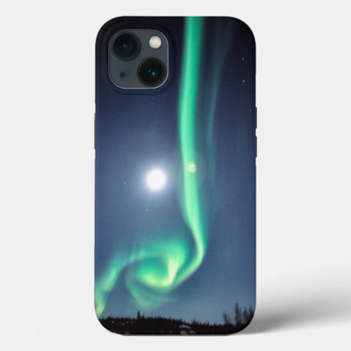 Full Moon With Aurora  Yellowknife Canada iPhone 13 Case