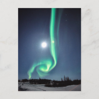 Full Moon With Aurora | Yellowknife Canada Postcard