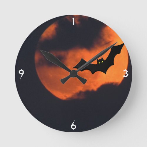 Full Moon with Bat Wall Clock