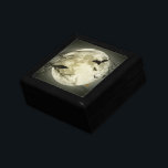 Full Moon with bats and Raven Keepsake Box<br><div class="desc">Halloween and gothic themed image. A big full moon at night with bats flying around and a raven sitting on the branch of a craggy tree.</div>
