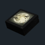 Full Moon with bats and Raven Keepsake Box<br><div class="desc">Halloween and gothic themed image. A big full moon at night with bats flying around and a raven sitting on the branch of a craggy tree.</div>