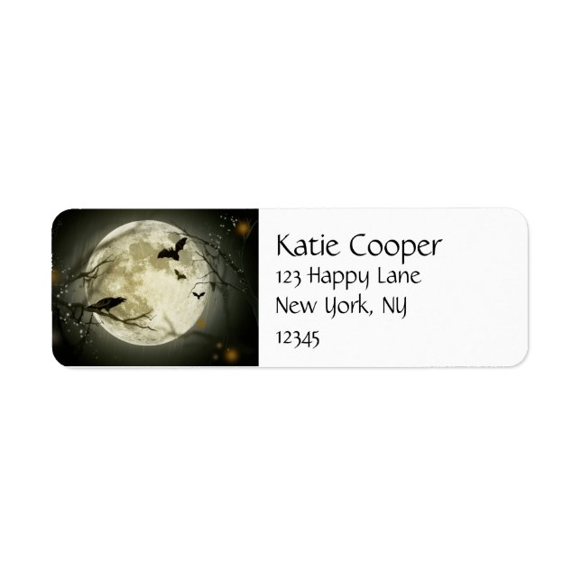 Full Moon with bats and Raven. Label (Front)