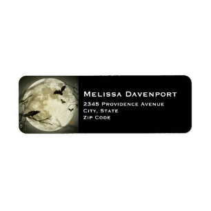 Full Moon with bats and Raven. Label