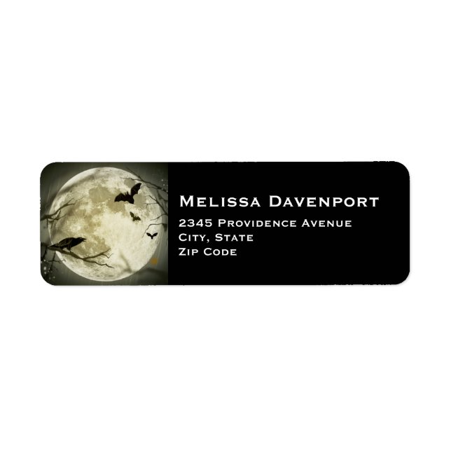 Full Moon with bats and Raven. Label (Front)