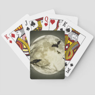 Full Moon with bats and Raven Poker Cards