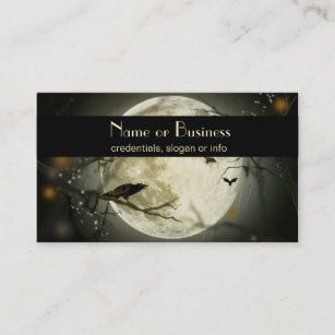 Full Moon with bats and Raven professional Business Card