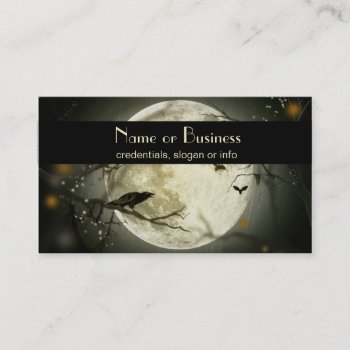 Full Moon With Bats And Raven Professional Business Card by Mirribug at Zazzle
