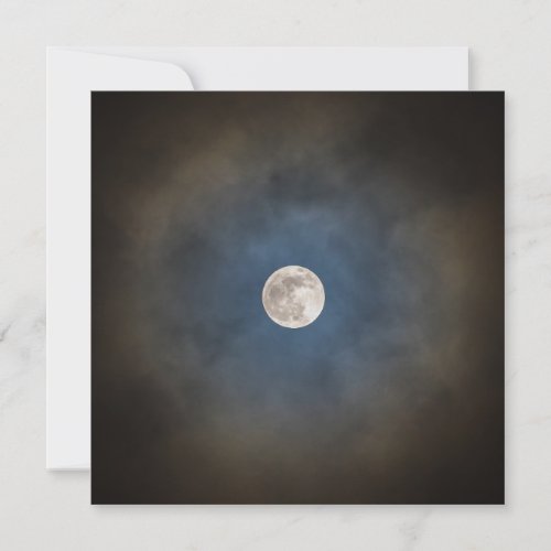 Full Moon with Blue Halo Card