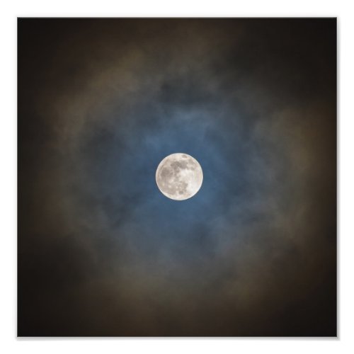 Full Moon with Blue Halo Photo Print