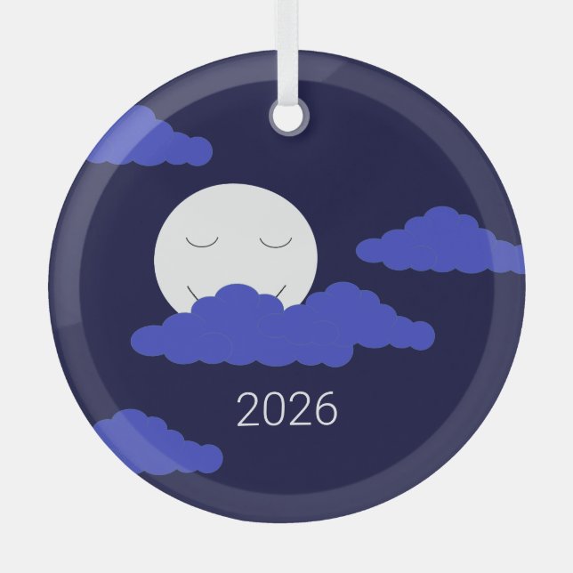 Full Moon with Clouds Glass Ornament (Front)