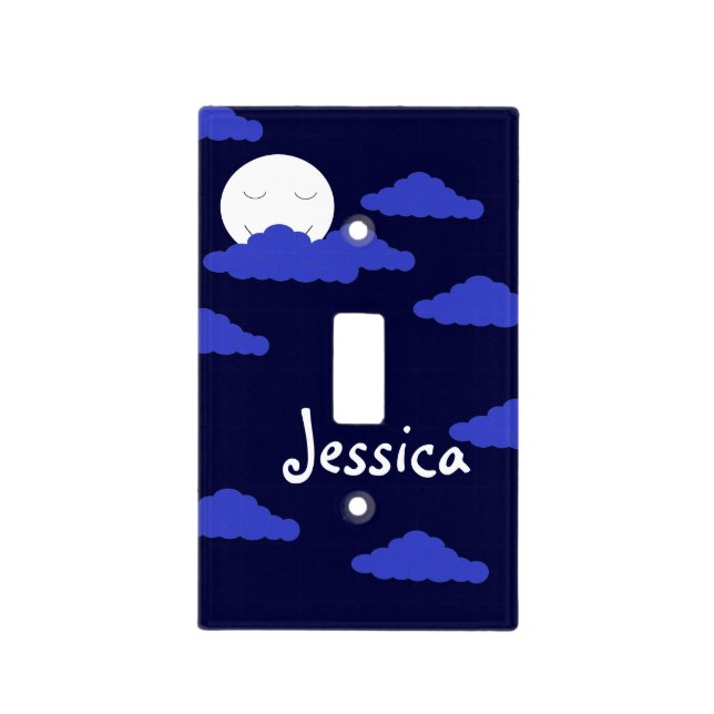 Full Moon with Clouds Light Switch Cover (Front)