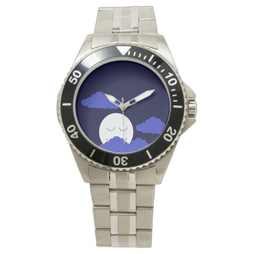 Full Moon with Clouds Mens Watch