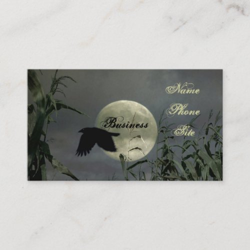Full Moon With Crow Business Card