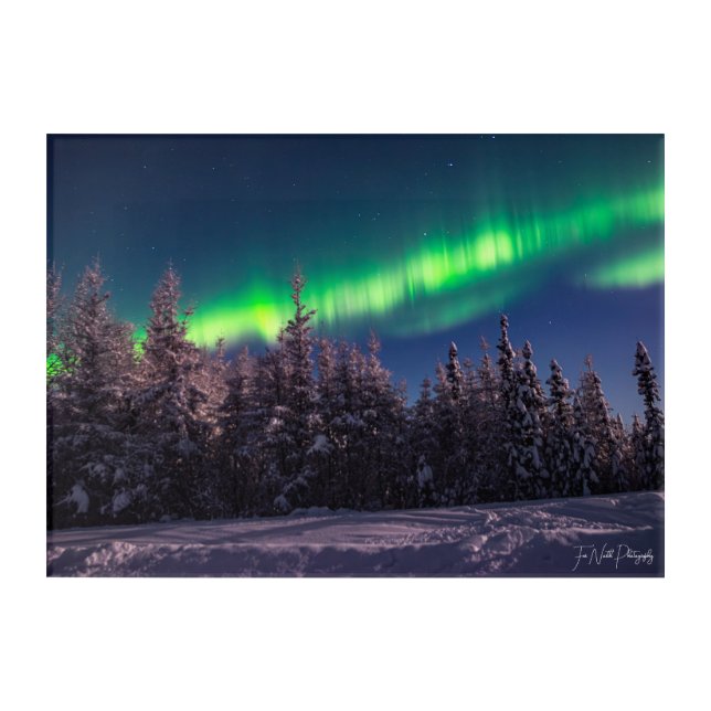 full moon with green aurora acrylic print (Front)