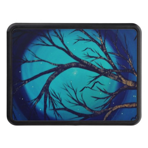 Full moon with magical tree branches blue hitch cover