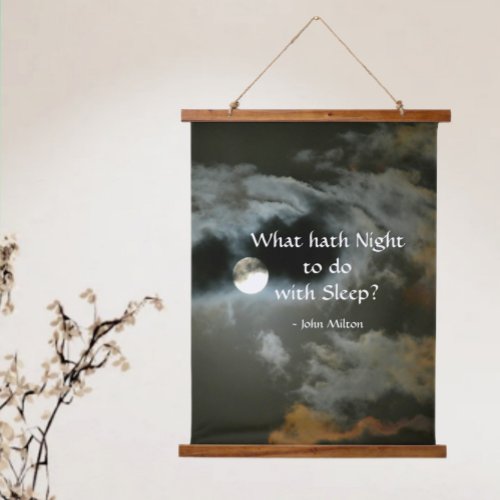 Full Moon with Nighttime John Milton Quote Hanging Tapestry