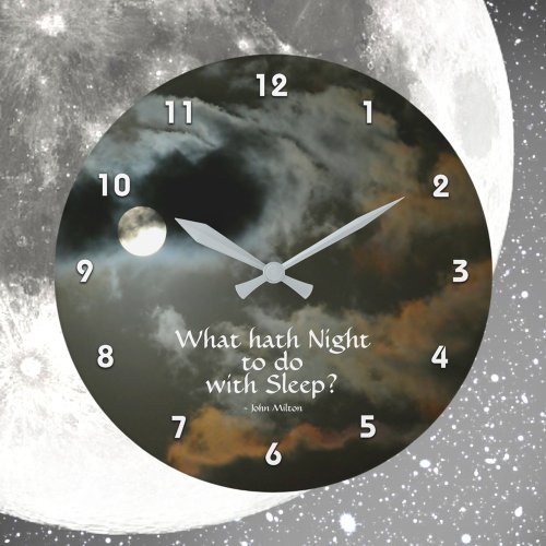 Full Moon with Nighttime quote Night Shift Large Clock