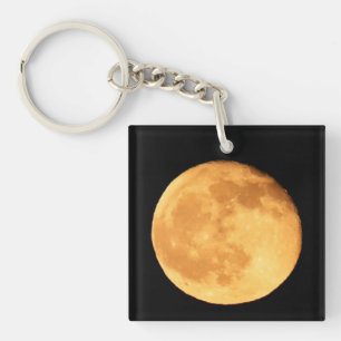 Full Moon with Orange Glow  Keychain
