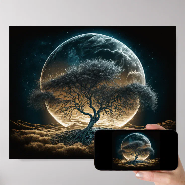 Full Moon with Tree of Root Poster | Zazzle