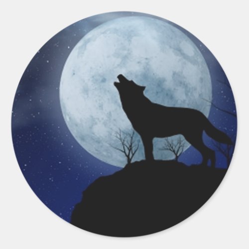 Full Moon Wolf Classic Round Sticker