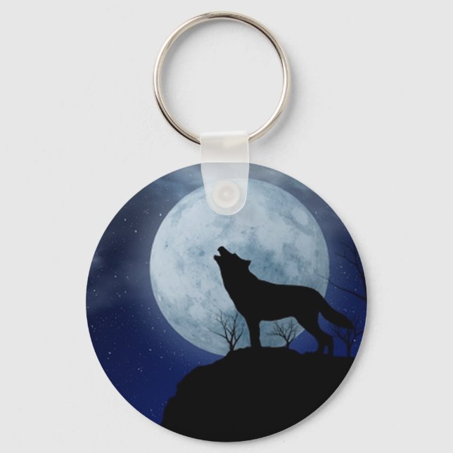 Full Moon Wolf Keychain (Front)