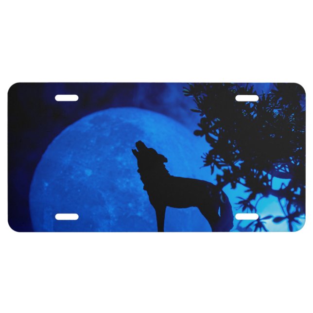  full moon wolf license plate (Front)