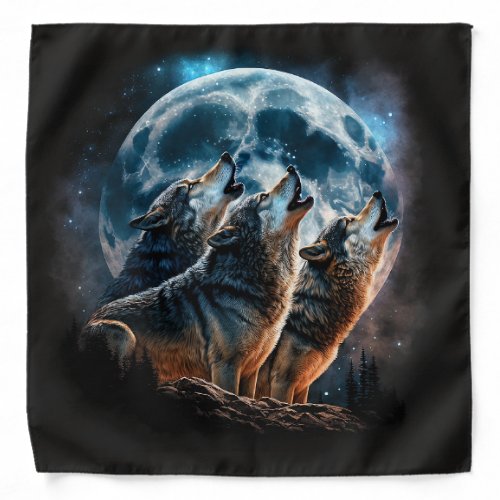 Full Moon Wolves Howling Altar Tarot Bandana