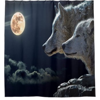 Full Moon Wolves Shower Curtain by zarenmusic at Zazzle