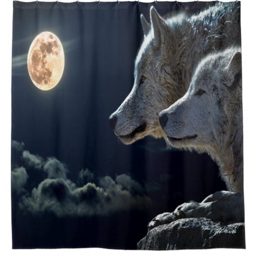 Full Moon Wolves Shower Curtain