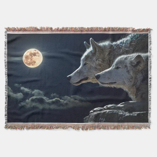Full Moon Wolves Throw Blanket Zazzle