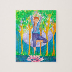 Full Moon Woman Yoga Pose Jigsaw Puzzle