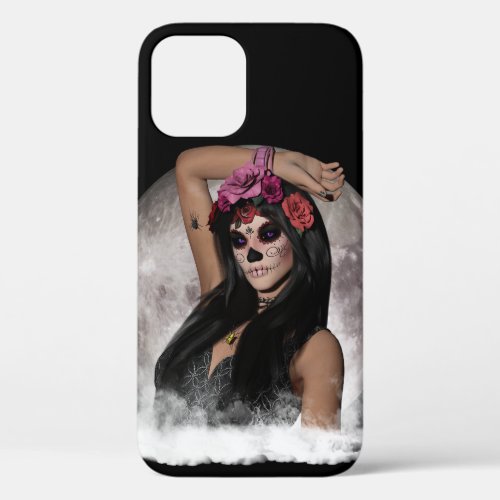 Full Moons Sugar Skull Gothic Purple Eyes iPhone 12 Case