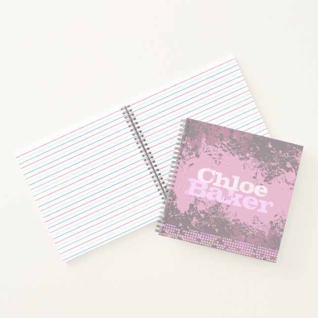 Full name muted purple gray pink girls notebook (Inside)