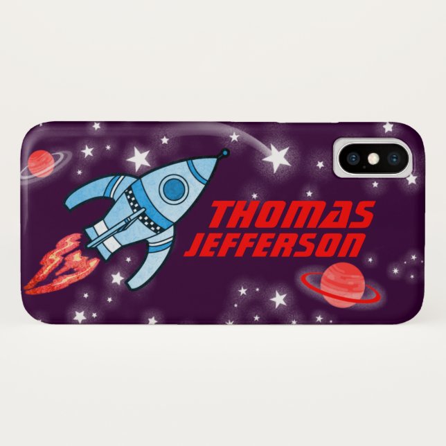 Full name rocket space purple red blue case (Back (Horizontal))