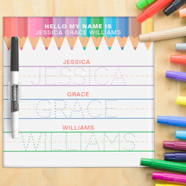 Full Name Writing Practice Dry Erase Board | Zazzle