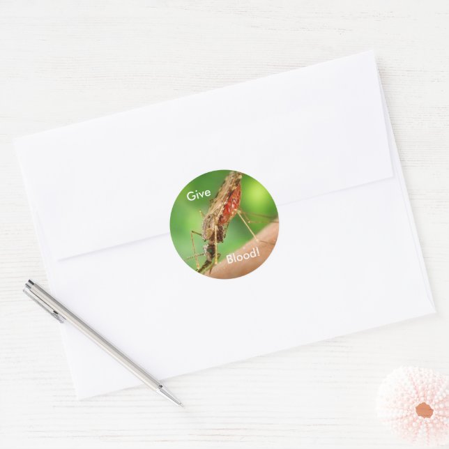 Full of Blood Mosquito Bloodsucking Insect Classic Round Sticker (Envelope)