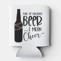 holiday cheer beer can cooler, beer koozie, stocking stuffer christmas