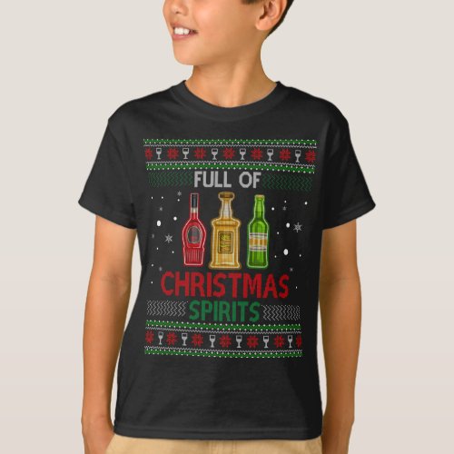 Full Of Christmas Spirits Funny Drinking Ugly Xmas T_Shirt