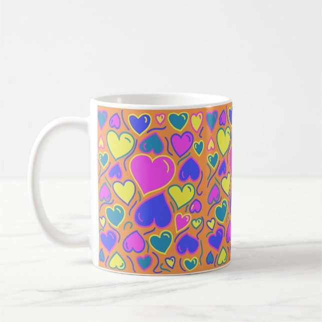 Full of colorful hearts coffee mug (Left)