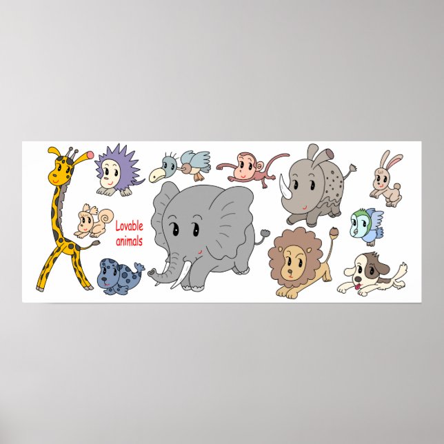 Full of energy! Twelve cheerful animals. Poster (Front)