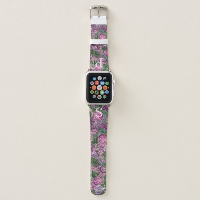 Full of Flower Personalized with Monogram Apple Watch Band (Front)