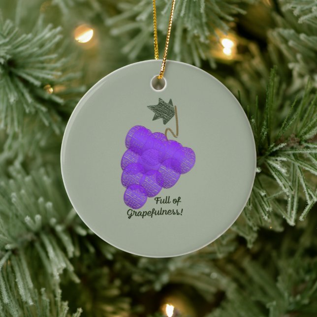 Full of Grapefulness Grapes Ceramic Ornament (Tree)